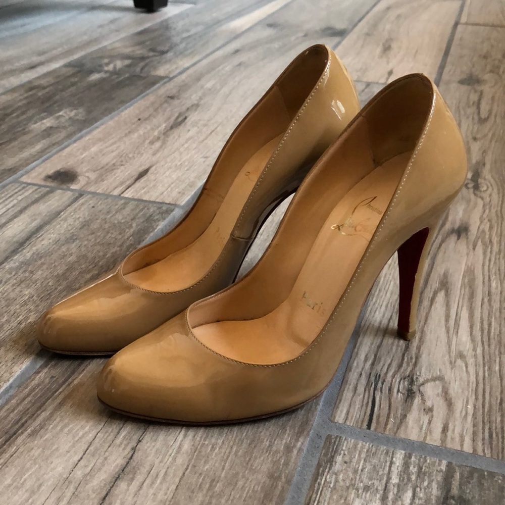 Christian Louboutin Patent Leather Beige Heels